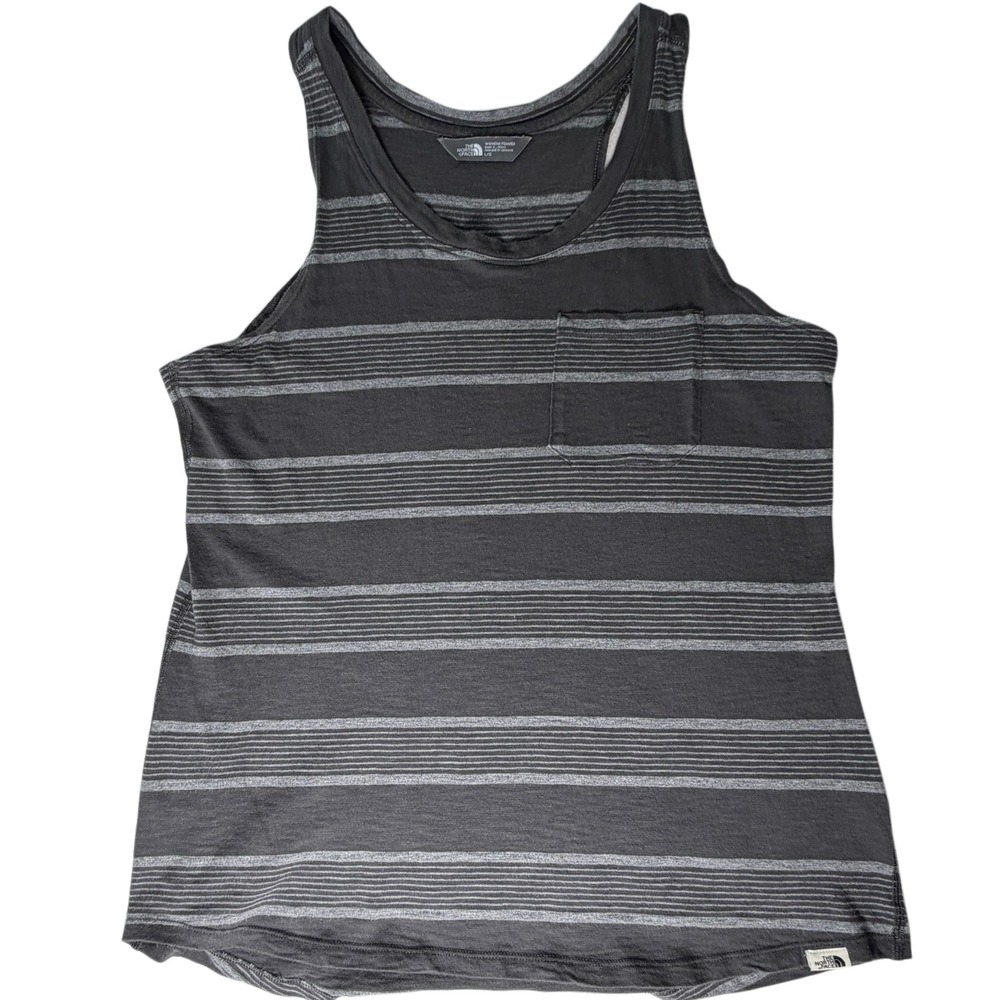 The‎ North Face Striped Pocket Tank Top Grey NF0A3G2W SP18 Womens Size Large L/G